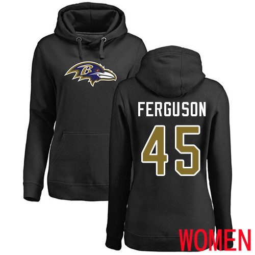 Baltimore Ravens Black Women Jaylon Ferguson Name and Number Logo NFL Football #45 Pullover Hoodie Sweatshirt